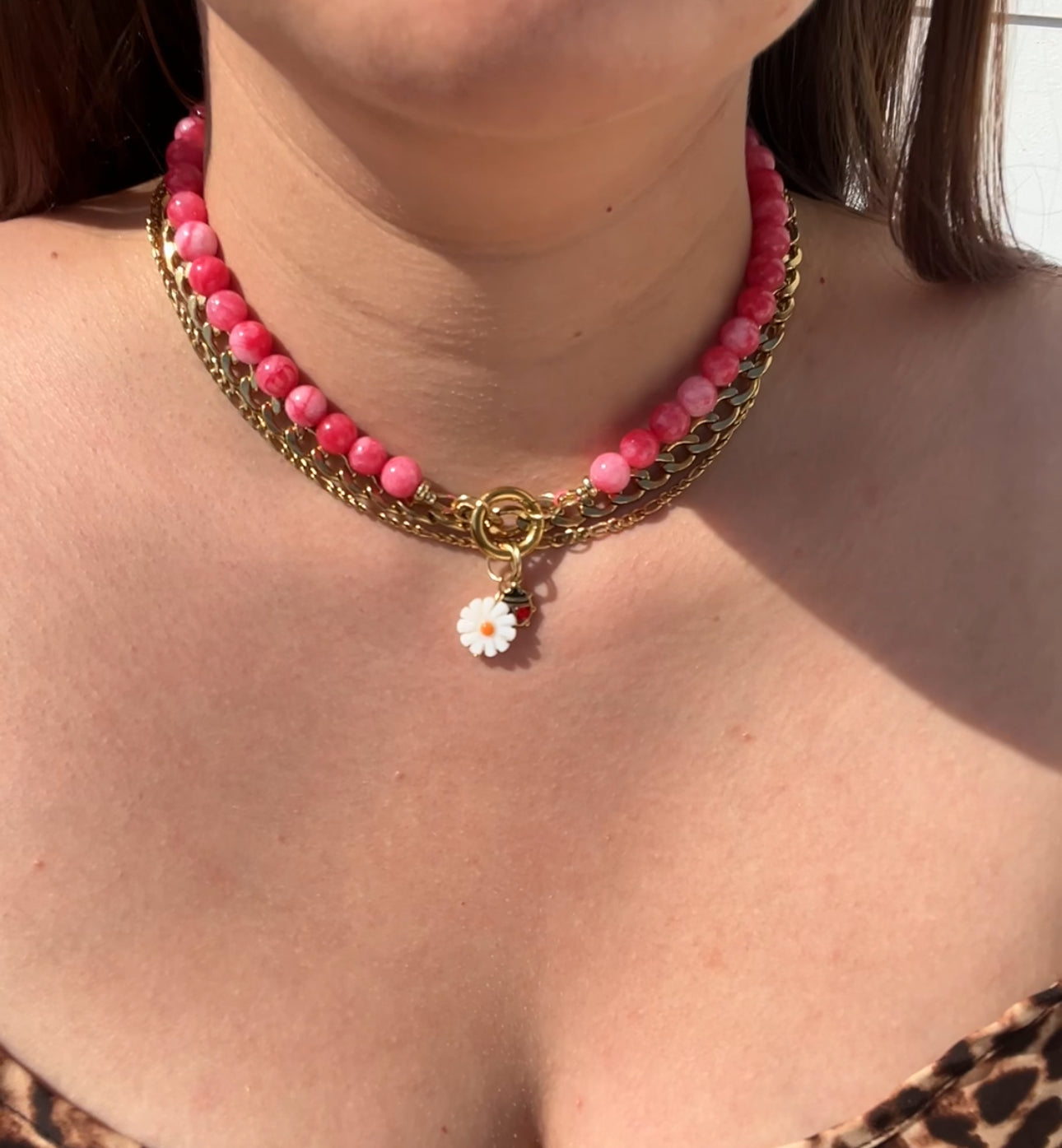 Pink Jade Edelsteinkette