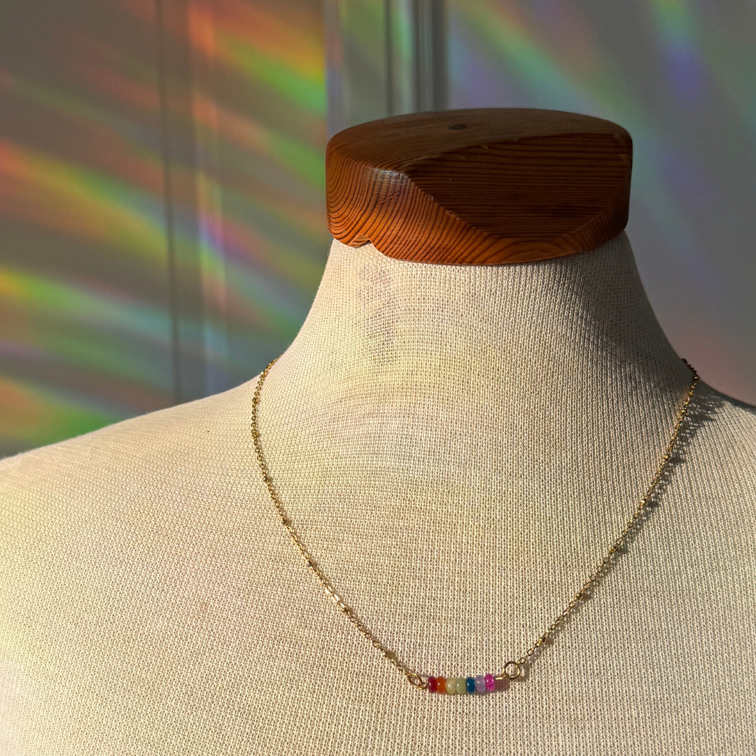 Boho Rainbow gemstone necklace