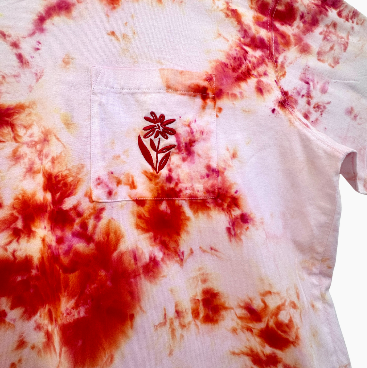 Ice Dye relaxed Tshirt in L California Sunset (bestickt)