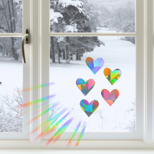 Suncatcher Fenstersticker 5er Set Herzen