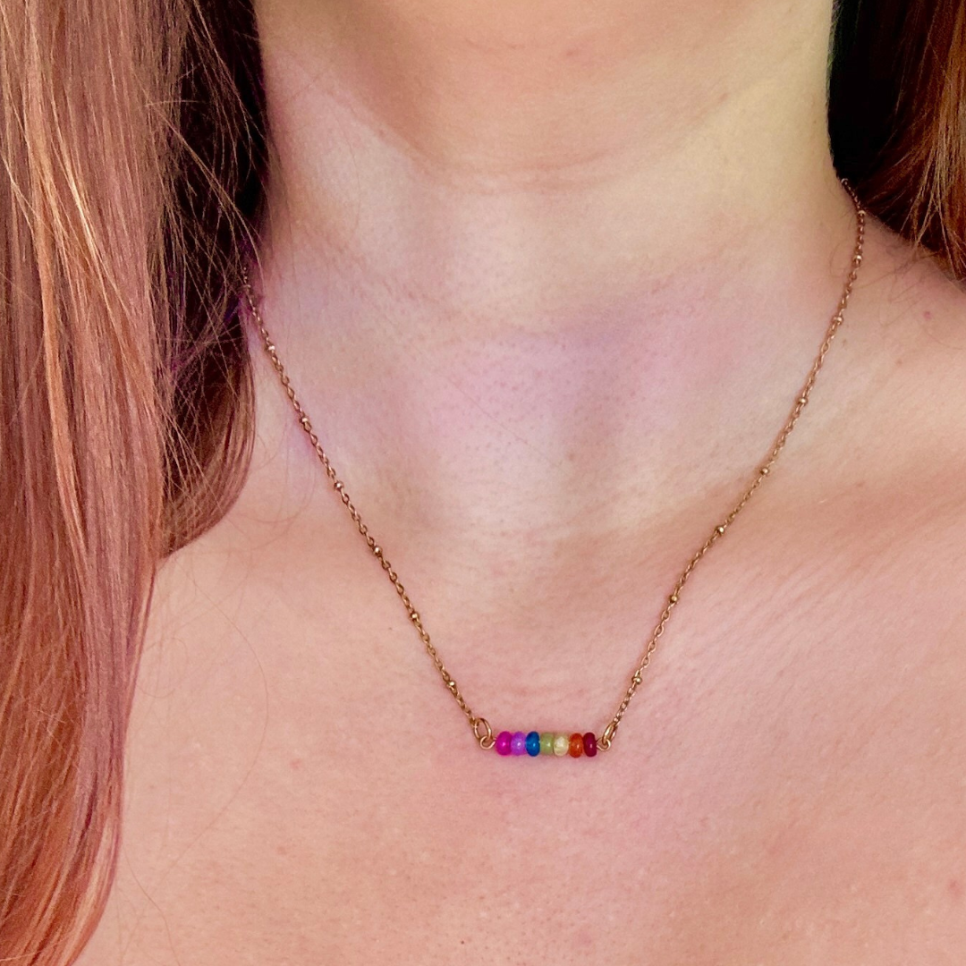Boho Rainbow gemstone necklace