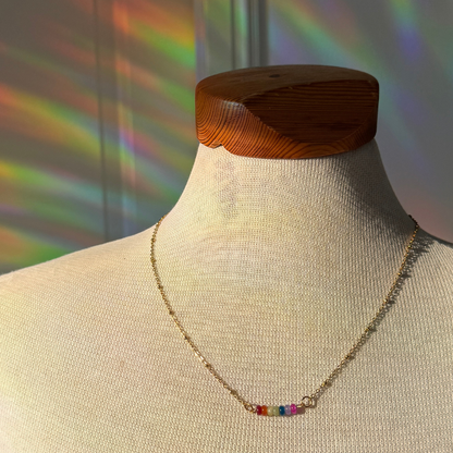 Boho Rainbow gemstone necklace
