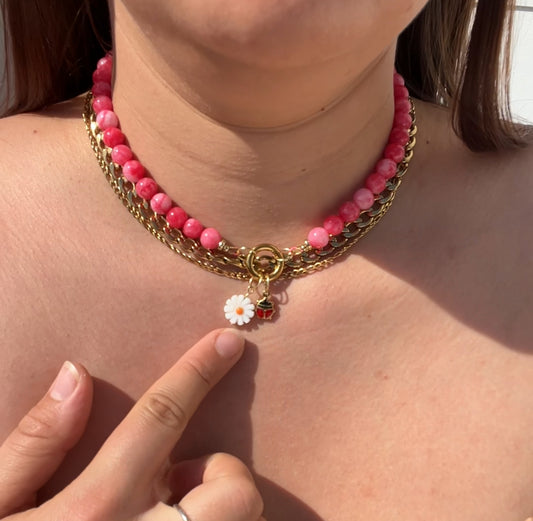 Pink Jade Edelsteinkette