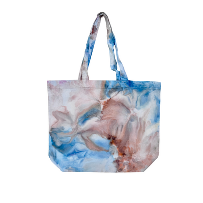 Ice Dye Baumwolltasche blau/sand