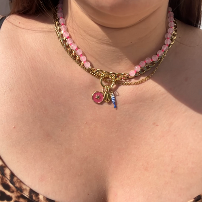 Neon Pink Jade Edelsteinkette