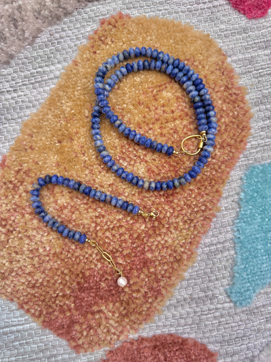 Edelsteinset Jaspis mit Süßwasserperlen